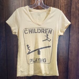 St. John's Bay Yellow Tee with Playful Graphic